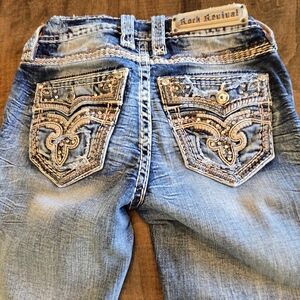 Rock Revival Women's Distressed Blue Boot Cut Jeans